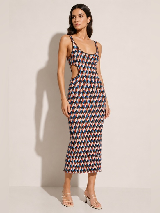 Ronny Kobo Collection Dresses & Skirts - Ronny Kobo Geometric Knit Sleeveless Midi Dress Size L